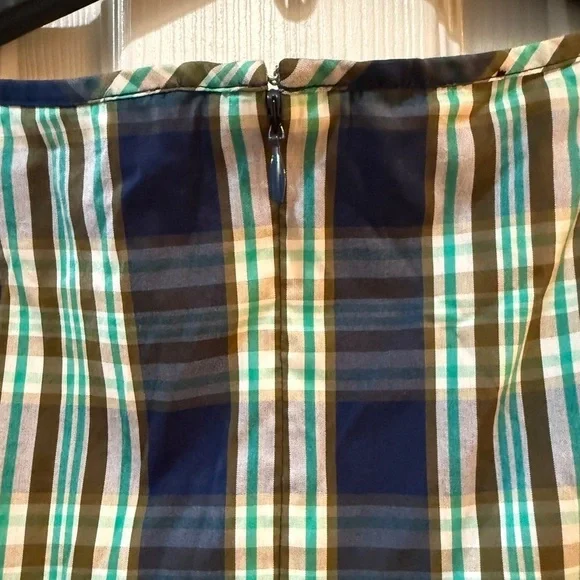 Talbots Blue and White Sheath Midi Tartan Plaid Dress Add a blazer for Fall🍁 - Picture 5 of 5